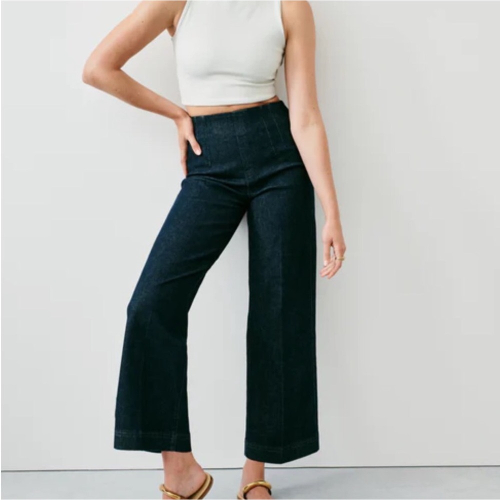 SPANX Zero Waistband Cropped Wide Leg Jeans XS